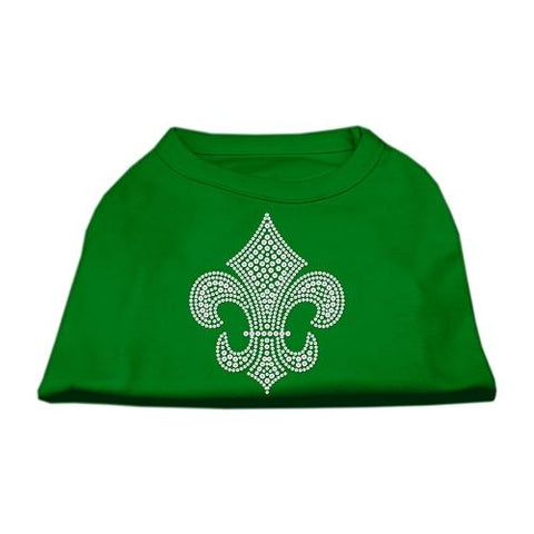 Silver Fleur de Lis Rhinestone Shirts Emerald Green XS (8)