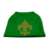 Gold Fleur de Lis Rhinestone Shirts Emerald Green Sm (10)