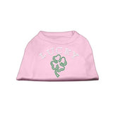 Four Leaf Clover Outline Rhinestone Shirts Light Pink S (10)