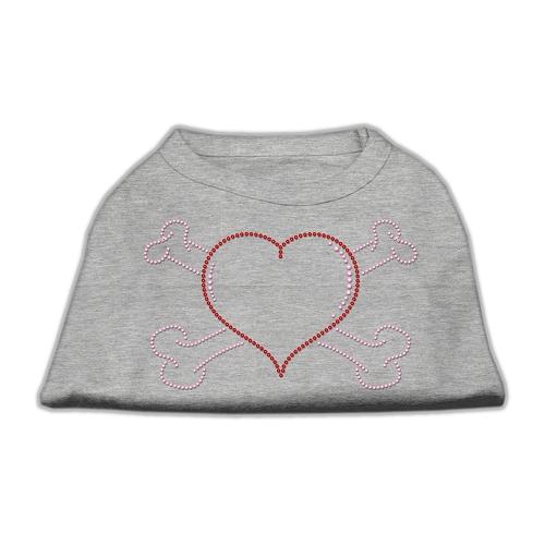 Heart and Crossbones Rhinestone Shirts Grey S (10)