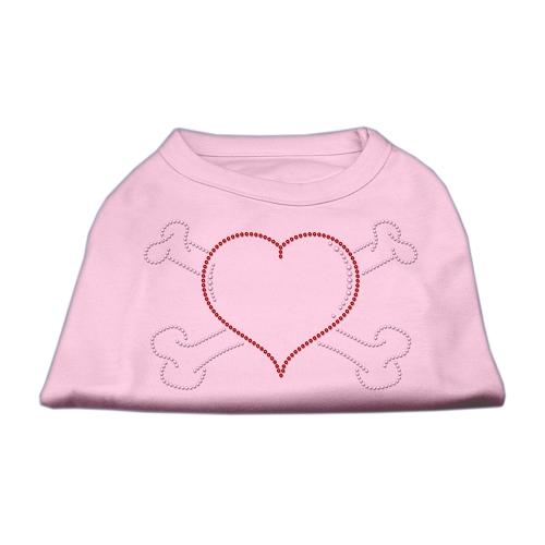 Heart and Crossbones Rhinestone Shirts Light Pink XS (8)