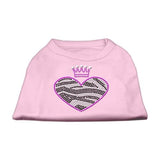 Zebra Heart Rhinestone Dog Shirt Light Pink Lg (14)