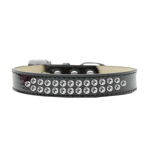 Two Row Clear Crystal Size 12 Black Ice Cream Dog Collar