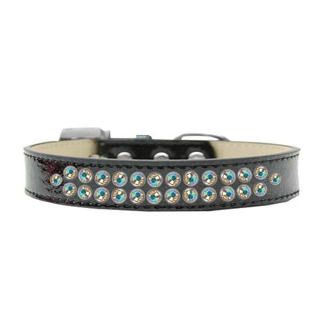 Two Row AB Crystal Size 12 Black Ice Cream Dog Collar