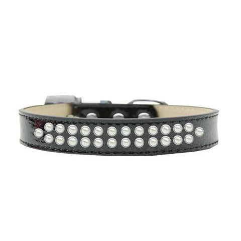 Two Row Pearl Size 12 Black Ice Cream Dog Collar