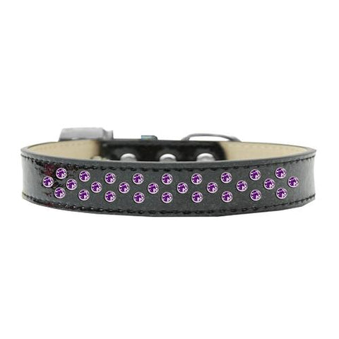 Sprinkles Ice Cream Dog Collar Purple Crystals Size 12 Black