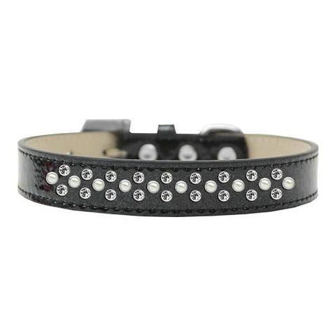 Sprinkles Ice Cream Dog Collar Pearl and Clear Crystals Size 12 Black