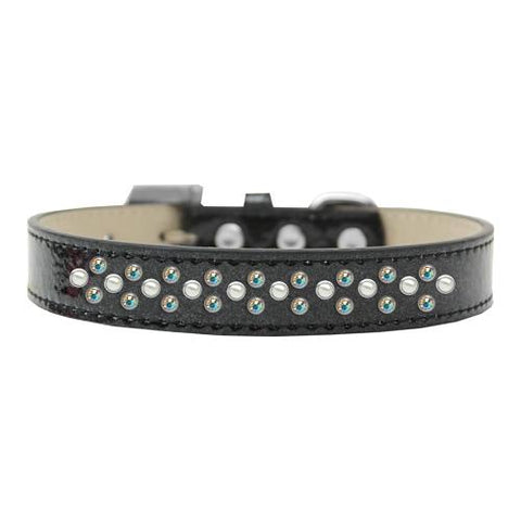 Sprinkles Ice Cream Dog Collar Pearl and AB Crystals Size 12 Black