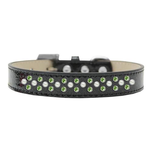 Sprinkles Ice Cream Dog Collar Pearl and Lime Green Crystals Size 12 Black