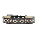 Sprinkles Ice Cream Dog Collar Pearl and Orange Crystals Size 12 Black