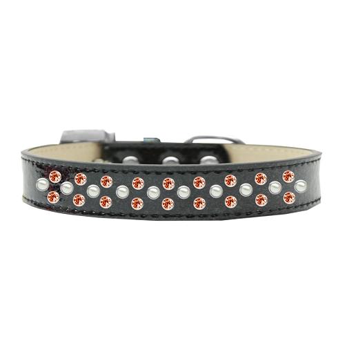 Sprinkles Ice Cream Dog Collar Pearl and Orange Crystals Size 12 Black