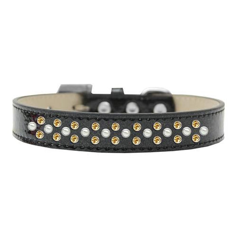 Sprinkles Ice Cream Dog Collar Pearl and Yellow Crystals Size 12 Black