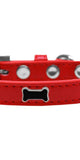 Black Bone Widget Dog Collar Red Size 12