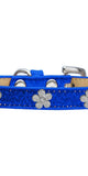 Silver Flower Widget Dog Collar Blue Ice Cream Size 10