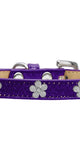 Silver Flower Widget Dog Collar Purple Ice Cream Size 12