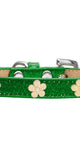 Gold Flower Widget Dog Collar Emerald Green Ice Cream Size 12