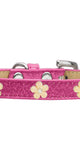 Gold Flower Widget Dog Collar Pink Ice Cream Size 10