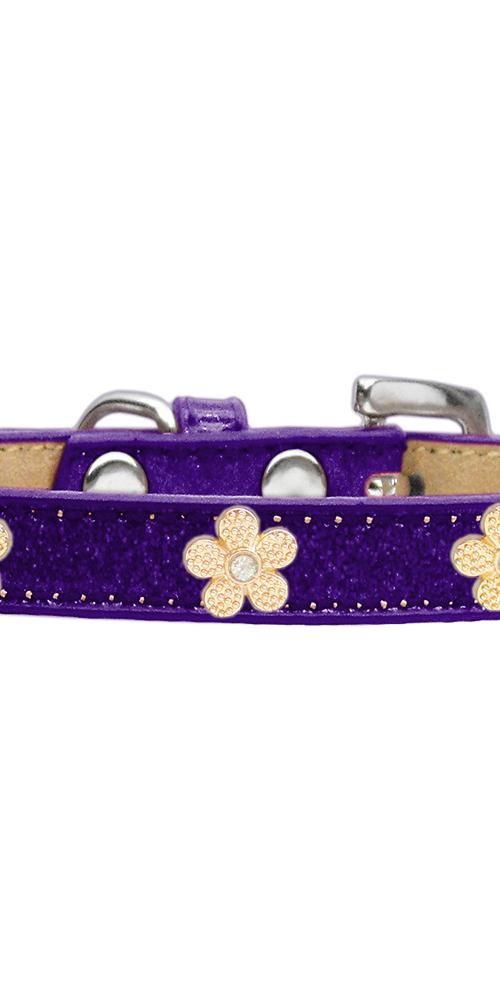 Gold Flower Widget Dog Collar Purple Ice Cream Size 10