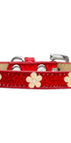 Gold Flower Widget Dog Collar Red Ice Cream Size 14