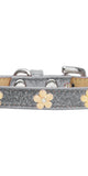 Gold Flower Widget Dog Collar Silver Ice Cream Size 10