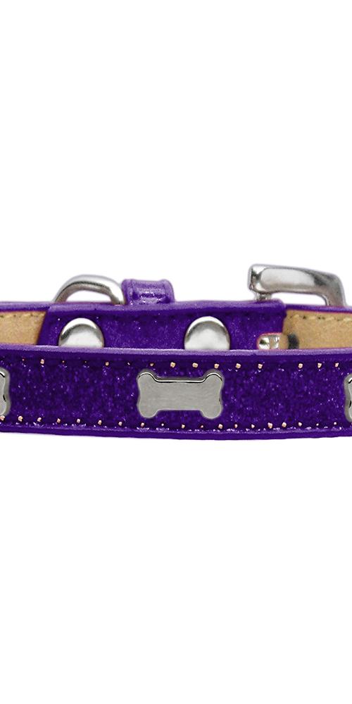 Silver Bone Widget Dog Collar Purple Ice Cream Size 18