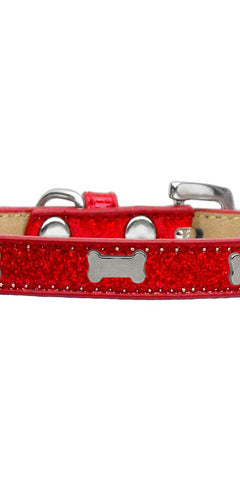 Silver Bone Widget Dog Collar Red Ice Cream Size 16