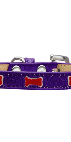 Red Bone Widget Dog Collar Purple Ice Cream Size 10