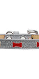 Red Bone Widget Dog Collar Silver Ice Cream Size 10