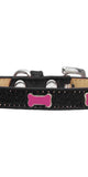 Pink Bone Widget Dog Collar Black Ice Cream Size 10