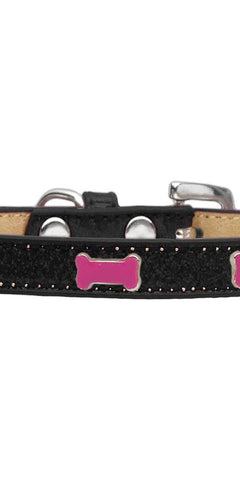 Pink Bone Widget Dog Collar Black Ice Cream Size 12