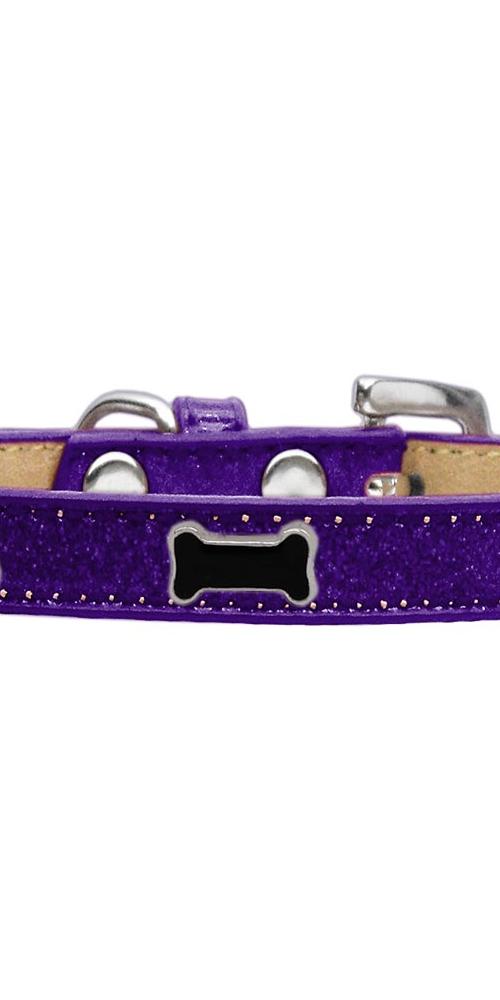 Black Bone Widget Dog Collar Purple Ice Cream Size 10