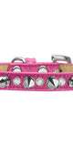 Crystal and Silver Spikes Dog Collar Pink Ice Cream Size 10