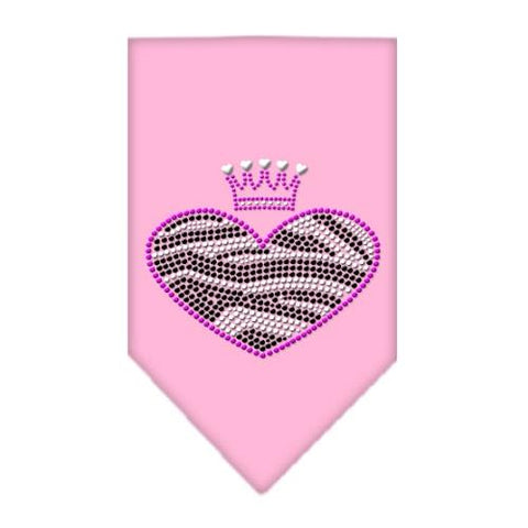 Zebra Heart Rhinestone Bandana Light Pink Small