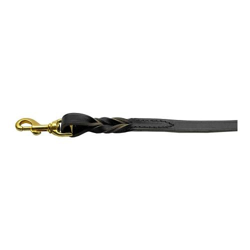 Twist Leather Leash Black 4 ft long, 3-4'' wide