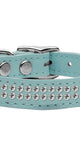 Two Row Clear Jeweled Leather Baby Blue 16