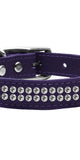 Two Row Clear Jeweled Leather Purple 16