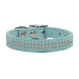 Two Row AB Jeweled Leather Baby Blue 16