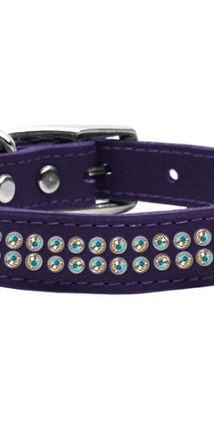 Two Row AB Jeweled Leather Purple 16