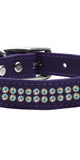 Two Row AB Jeweled Leather Purple 16