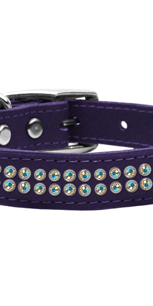 Two Row AB Jeweled Leather Purple 20